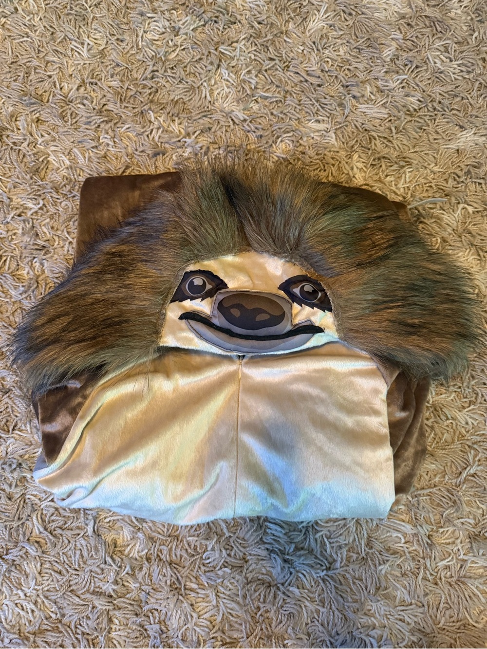 Spirit Halloween Sloth Hooded Zip-up Onesie One Size Like New